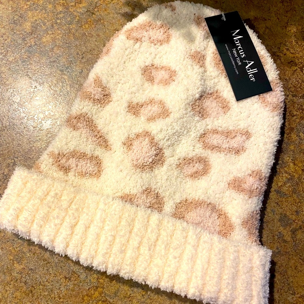 Pink & White Animal Print Beanie Hat